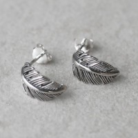 Серебряные серьги-перья Feather