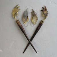 Шпилька для волос из дерева с Перламутром